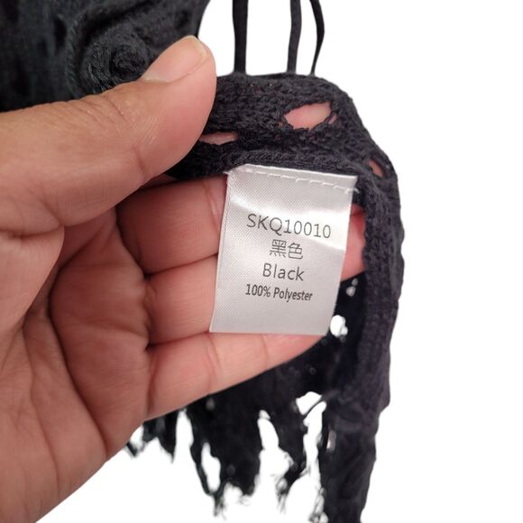 Women Crochet Beach Cover Ups Swimwear Fringe Hem Beach Dress Black One Size - Picture 6 of 9